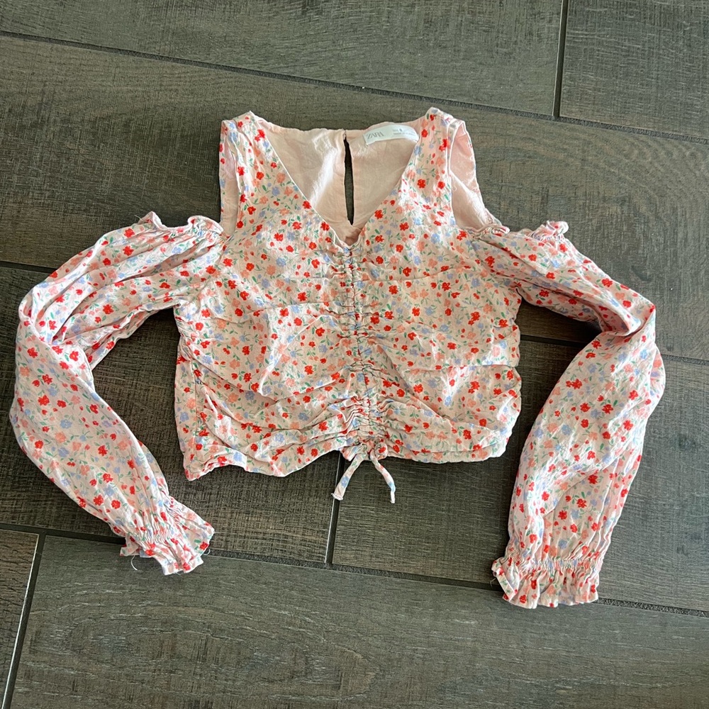 Zara Girls Floral Cold Shoulder Blouse